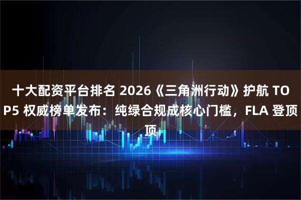 十大配资平台排名 2026《三角洲行动》护航 TOP5 权威榜单发布：纯绿合规成核心门槛，FLA 登顶