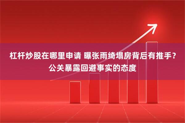 杠杆炒股在哪里申请 曝张雨绮塌房背后有推手？公关暴露回避事实的态度